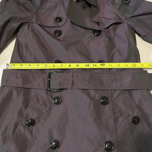 Burberry Purple Trench Coat with Pleated Hem